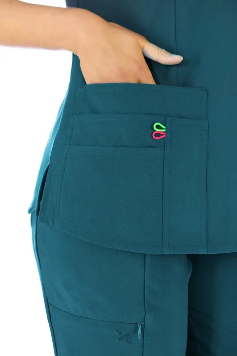 Scrubs medyczny: bluza z elastycznymi plecami + spodnie Pro-Flex, XF3-M, morski - 8