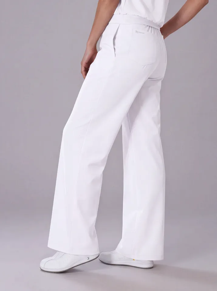 Komplet medyczny / Scrubs medyczny: Bluza cropped fit + spodnie z szeroką nogawką, XF4-B, Biały - 4