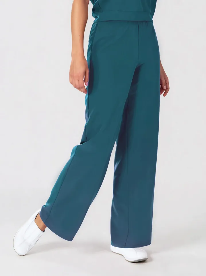 Komplet medyczny / Scrubs medyczny: Bluza cropped fit + spodnie z szeroką nogawką, XF4-B, Biały - 32