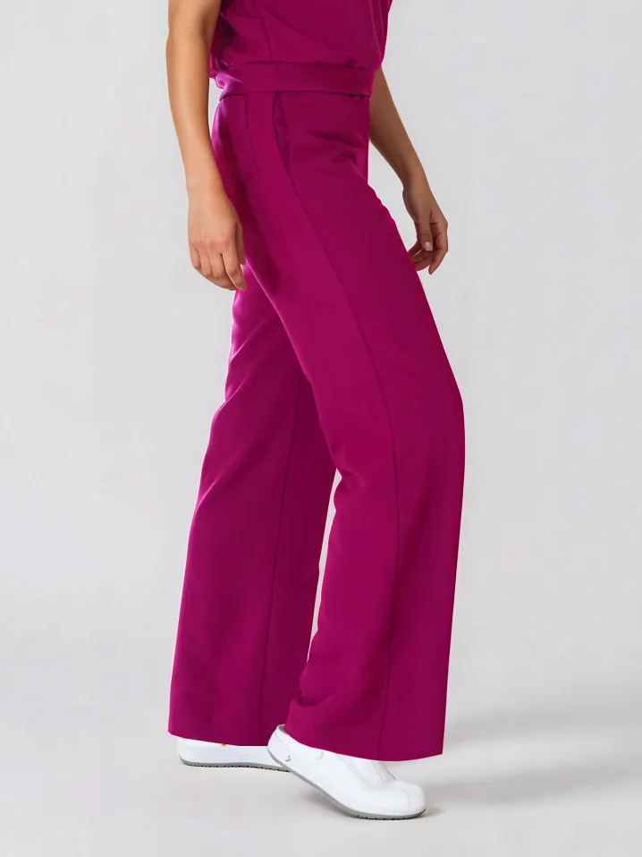 Komplet medyczny / Scrubs medyczny: Bluza cropped fit + spodnie z szeroką nogawką, XF4-SL, śliwka - 5