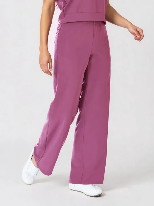 Komplet medyczny / Scrubs medyczny: Bluza cropped fit + spodnie z szeroką nogawką, XF4-SL, śliwka - 14