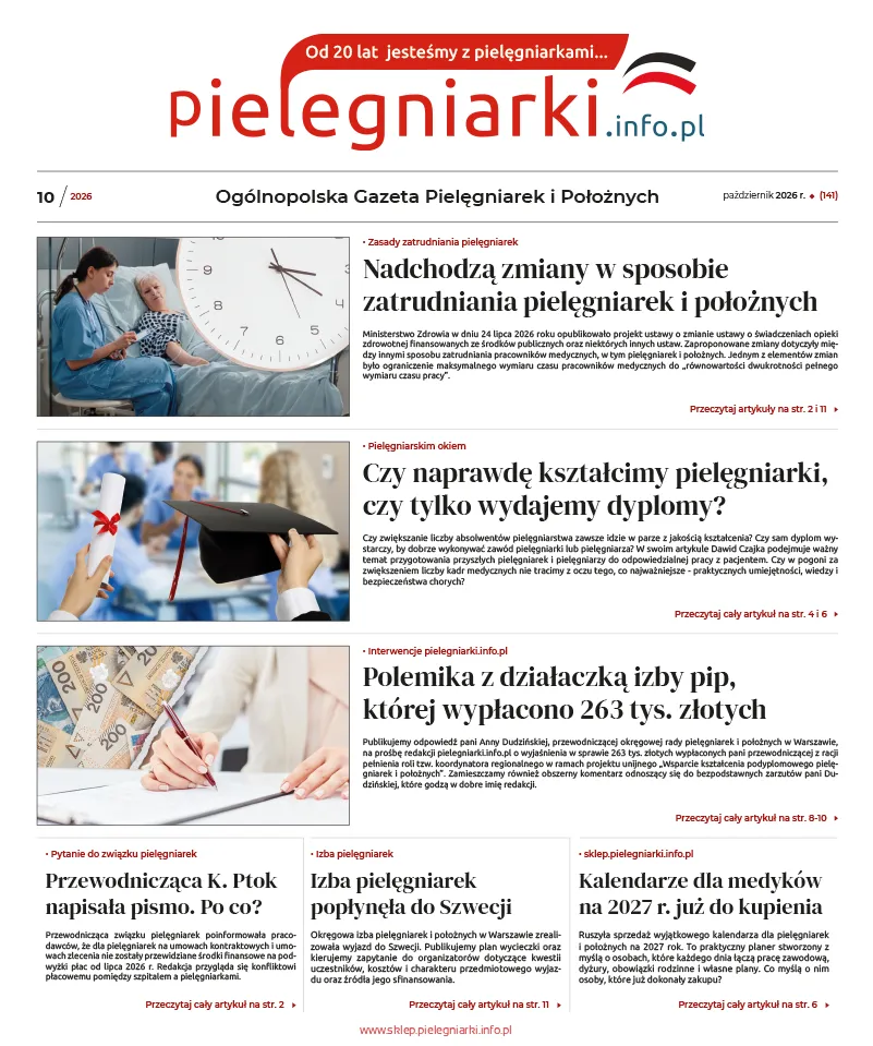 Elektroniczne wydanie Ogólnopolskiej Gazety Pielęgniarek i Położnych - październik 2026