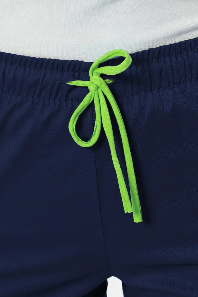 Spodnie medyczne z lampasem Soft Stretch (granatowy + limonka) SE4-G2 - 3