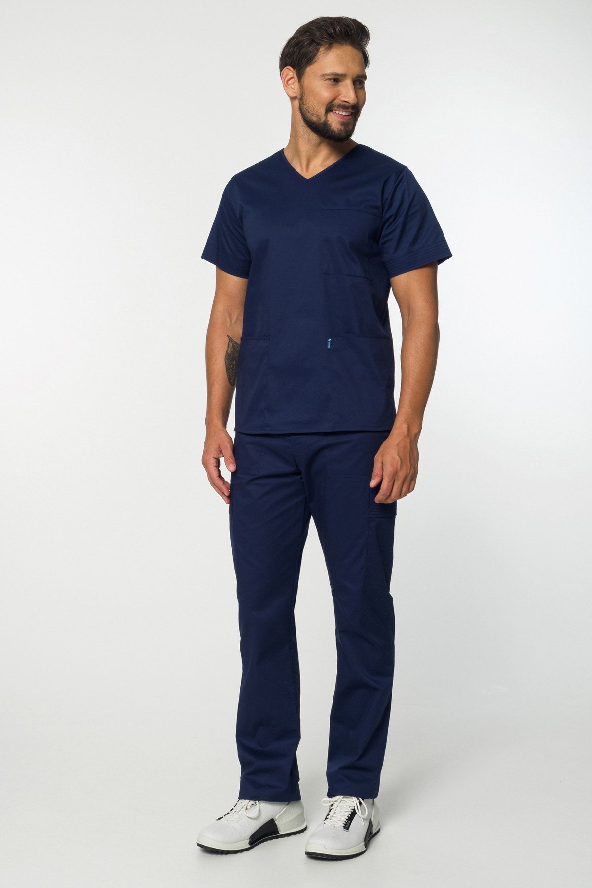 Komplet medyczny męski: bluza + bojówki Stretch (MXE6-G') bawełna +
