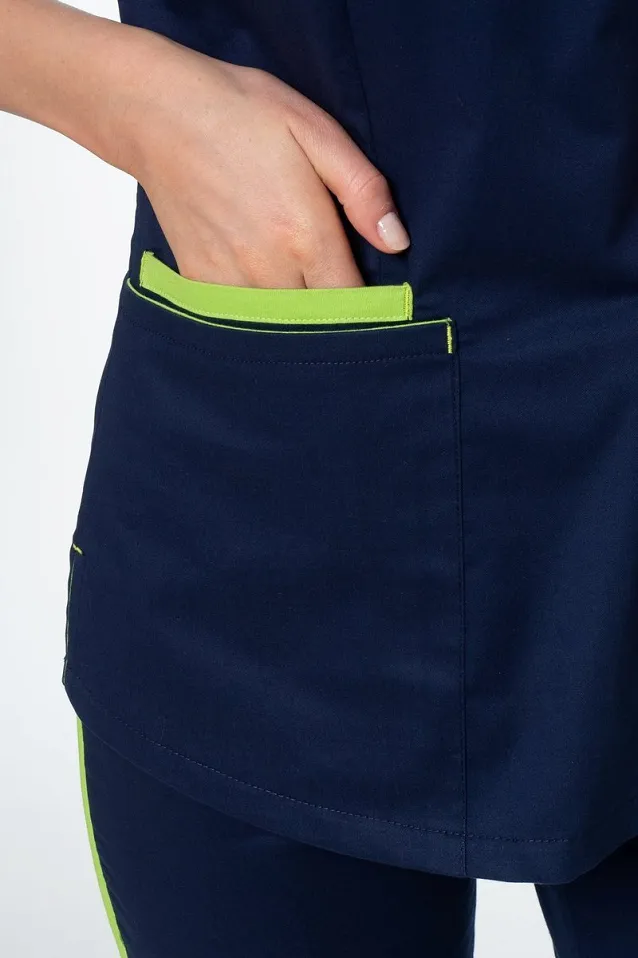 Komplet medyczny damski Soft Stretch (granat + limonka) XE4-G2 - 4