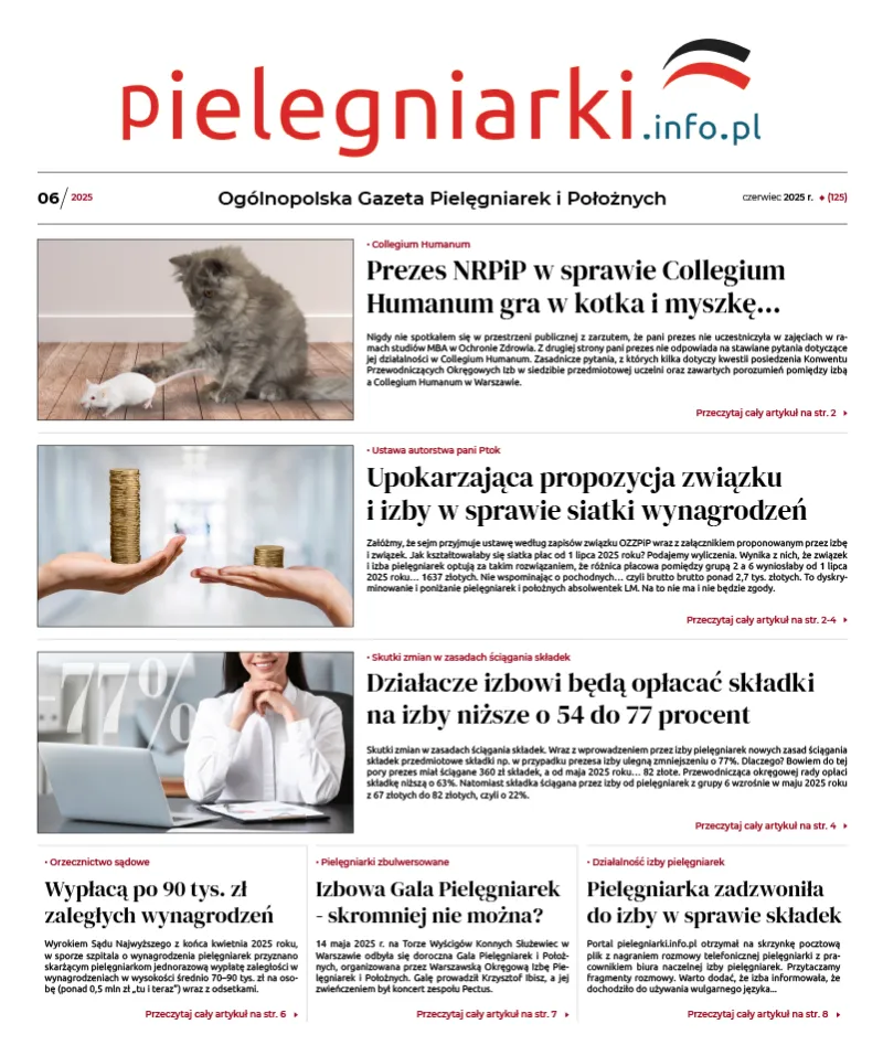 Archiwalne e-wydania Ogólnopolskiej Gazety Pielęgniarek i Położnych z roku 2025 - 6