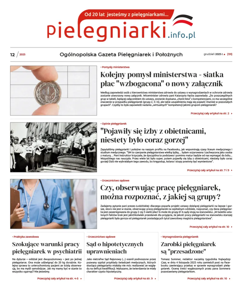 Archiwalne e-wydania Ogólnopolskiej Gazety Pielęgniarek i Położnych z roku 2025 - 10