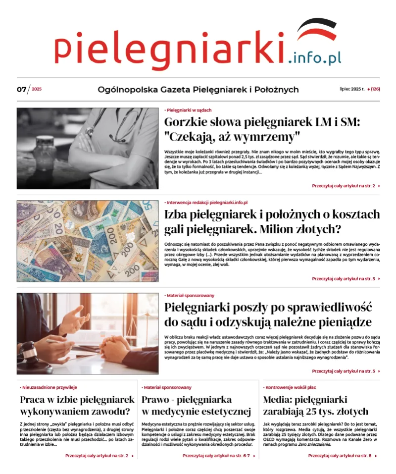 Archiwalne e-wydania Ogólnopolskiej Gazety Pielęgniarek i Położnych z roku 2025 - 7