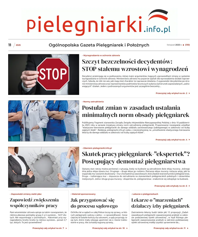 Archiwalne e-wydania Ogólnopolskiej Gazety Pielęgniarek i Położnych z roku 2025 - 11