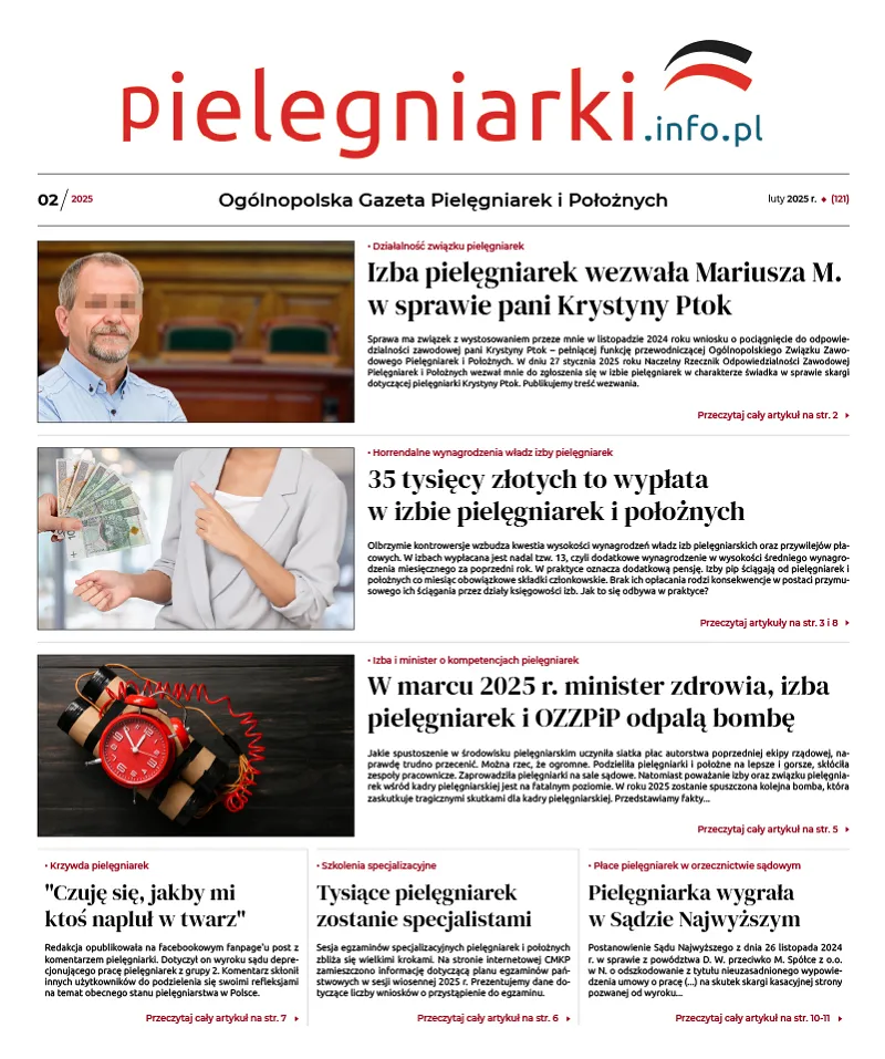 Archiwalne e-wydania Ogólnopolskiej Gazety Pielęgniarek i Położnych z roku 2025 - 3