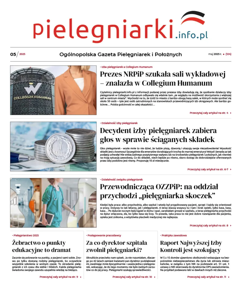 Archiwalne e-wydania Ogólnopolskiej Gazety Pielęgniarek i Położnych z roku 2025 - 5