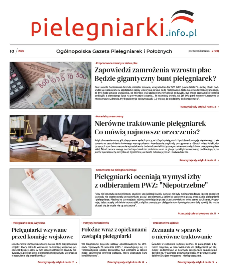 Archiwalne e-wydania Ogólnopolskiej Gazety Pielęgniarek i Położnych z roku 2025 - 9
