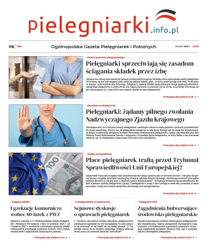 Archiwalne e-wydania Ogólnopolskiej Gazety Pielęgniarek i Położnych z roku 2025 - 8