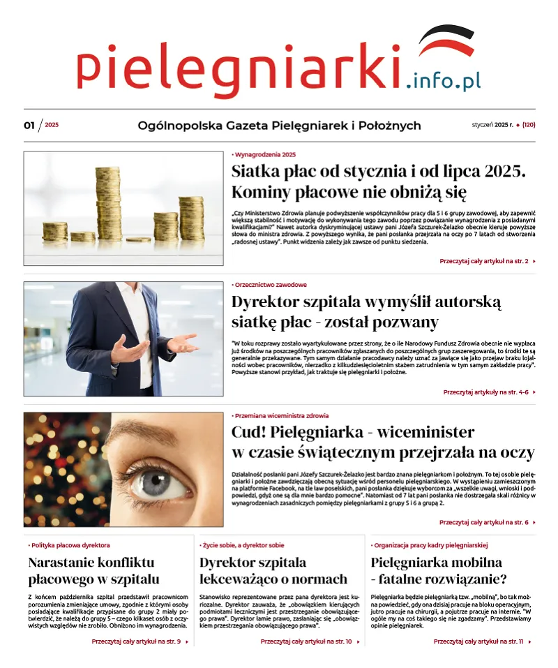 Archiwalne e-wydania Ogólnopolskiej Gazety Pielęgniarek i Położnych z roku 2025 - 2
