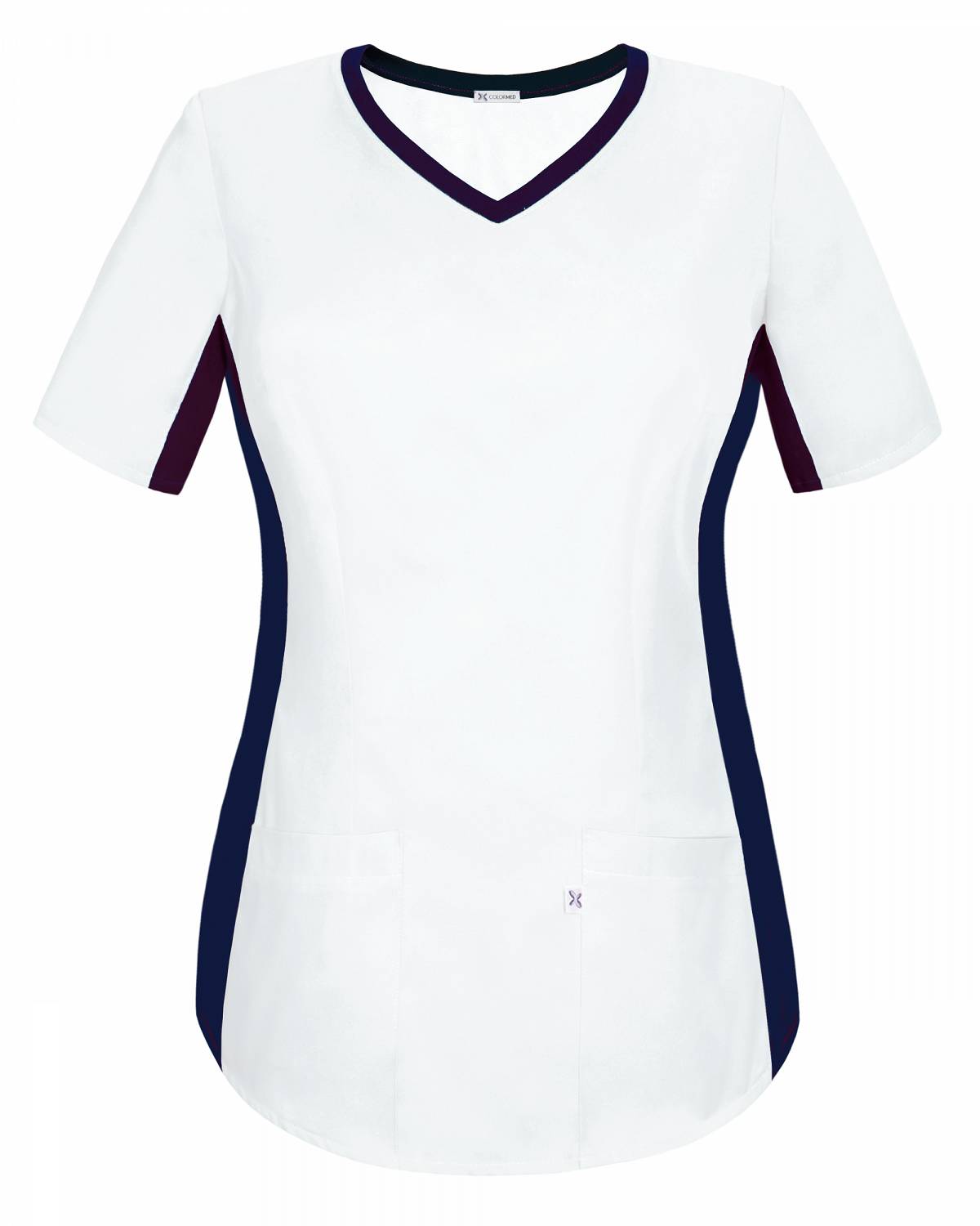 Bluza medyczna biała, z elastycznym ściągaczem w boku (BE1-B)