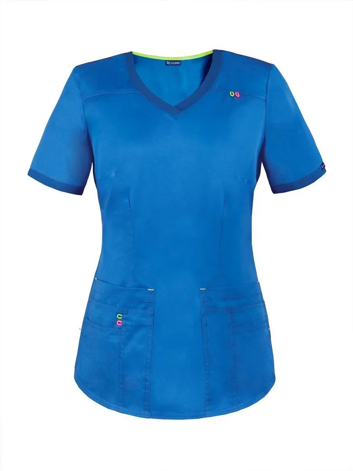 Bluza medyczna z elastycznym materiałem na plecach, niebieska (BE3-N) - 2
