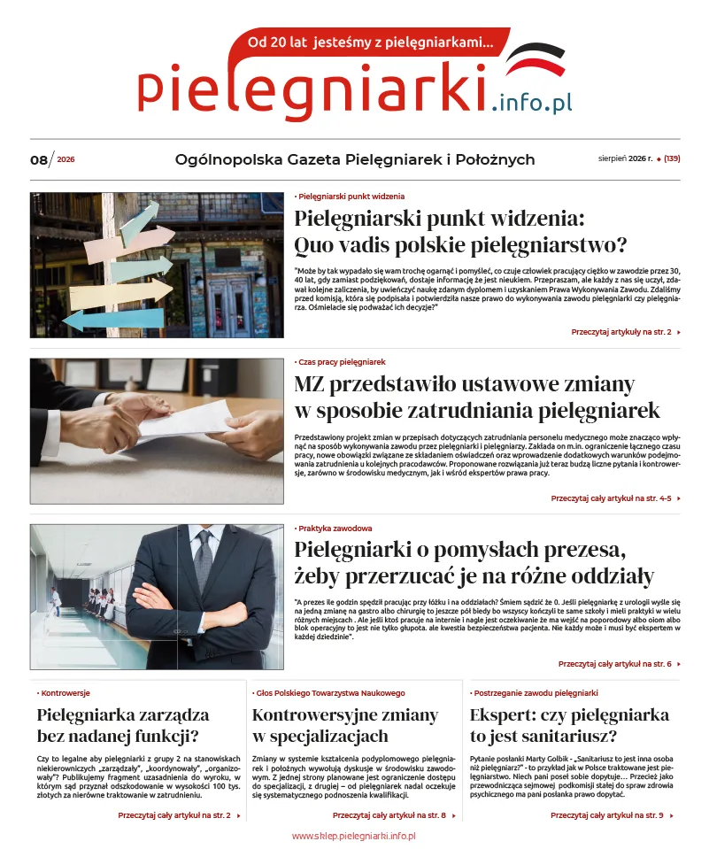 Elektroniczne wydanie Ogólnopolskiej Gazety Pielęgniarek i Położnych - sierpień 2026 PREORDER