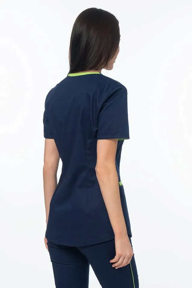 Bluza medyczna damska Soft Stretch (granat + limonka) BE4-G2 - 2