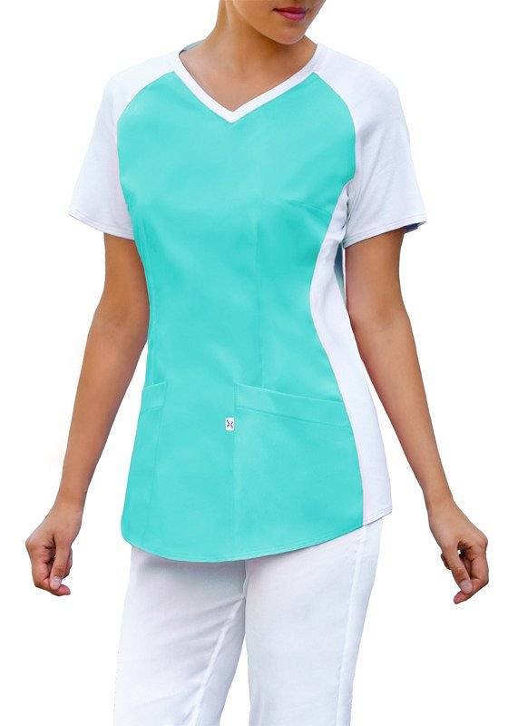 Bluza medyczna z wygodną, elastyczną dzianiną (kolor jasny turkus, BE2-JT)