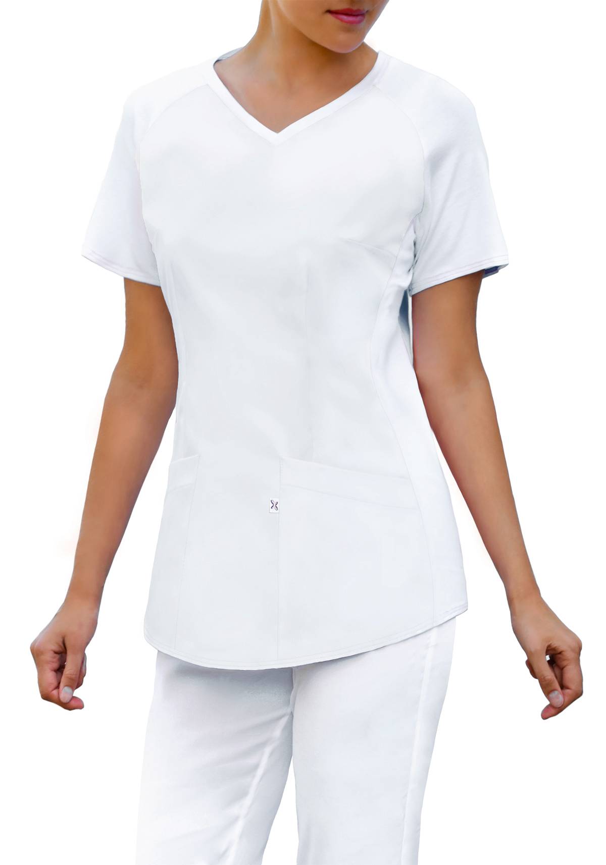 Bluza medyczna z wygodną, elastyczną dzianiną (kolor biały, BE2-B)