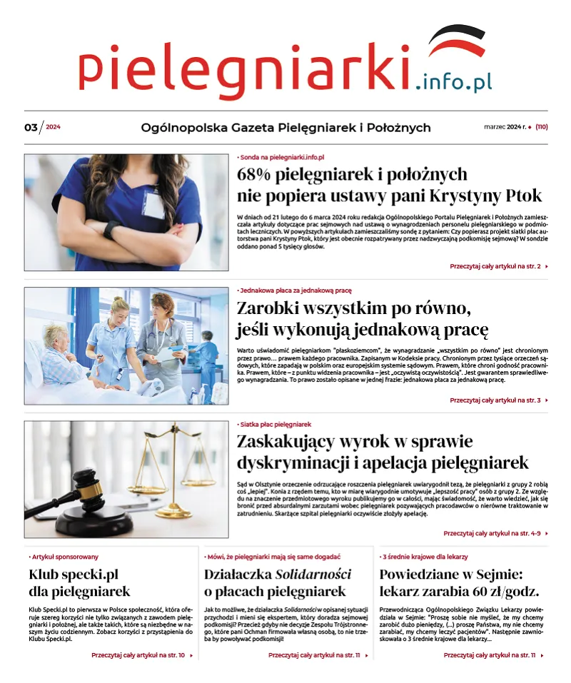 Archiwalne e-wydania Ogólnopolskiej Gazety Pielęgniarek i Położnych z roku 2024 - 8