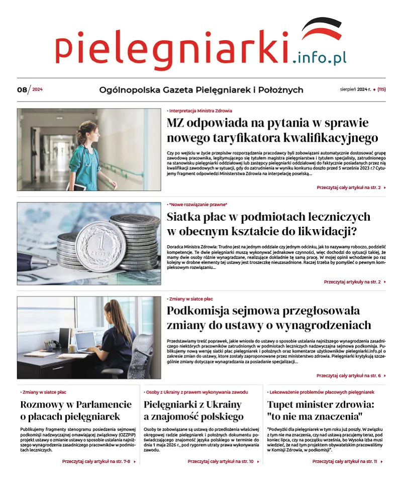 Archiwalne e-wydania Ogólnopolskiej Gazety Pielęgniarek i Położnych z roku 2024 - 10