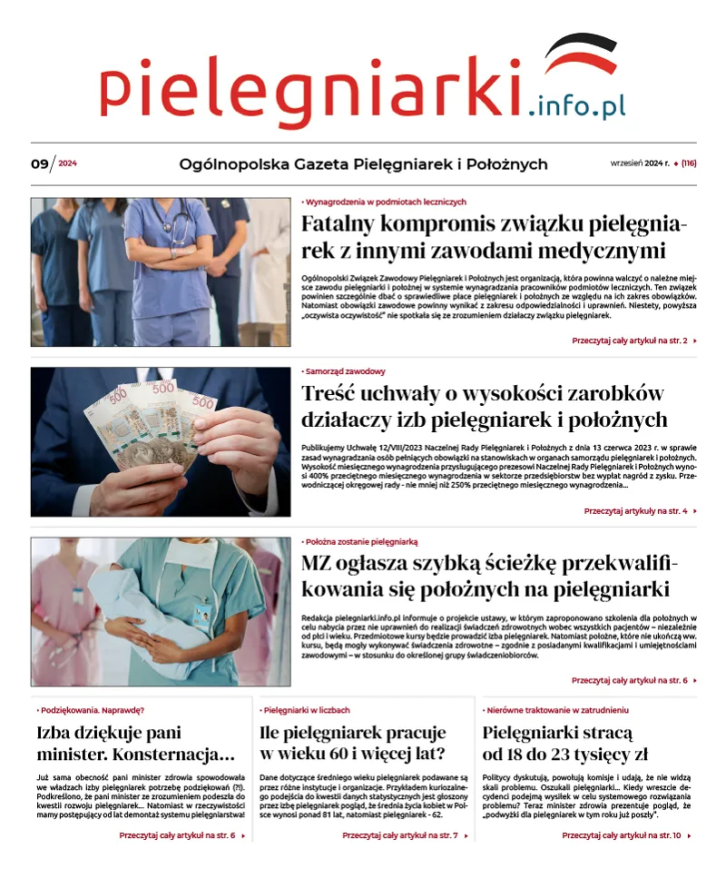 Archiwalne e-wydania Ogólnopolskiej Gazety Pielęgniarek i Położnych z roku 2024 - 5