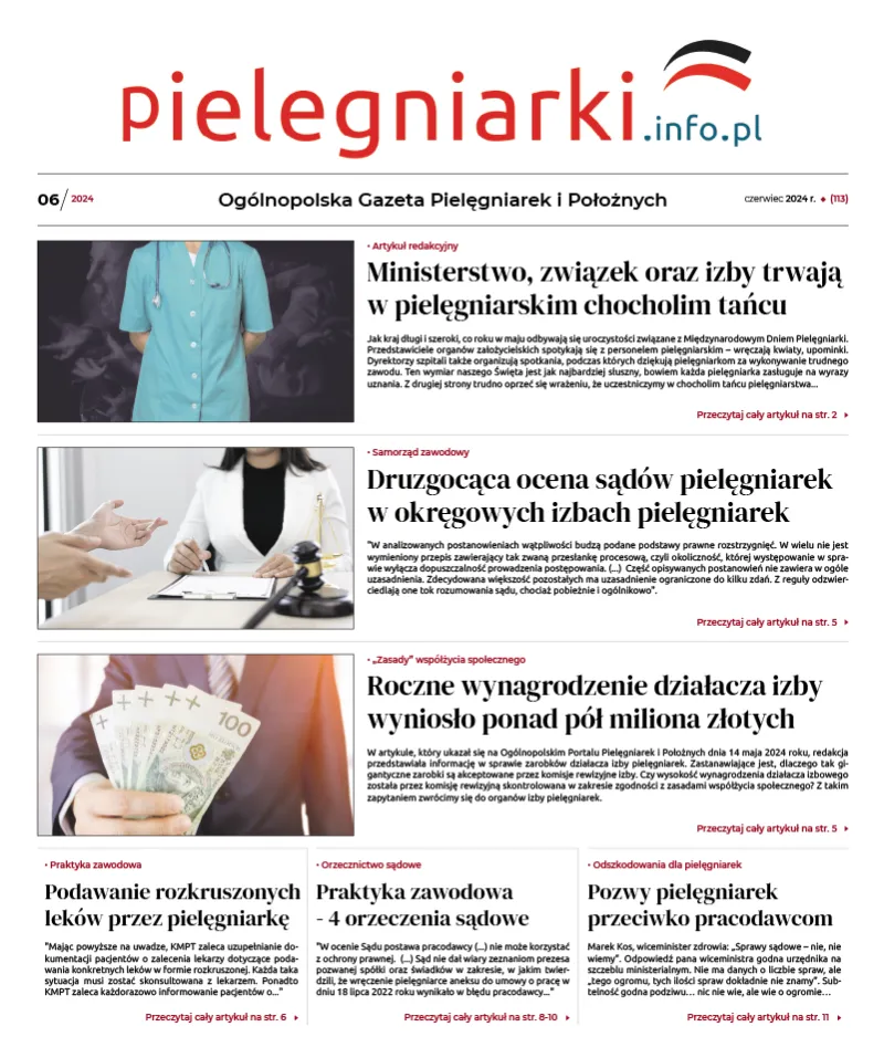 Archiwalne e-wydania Ogólnopolskiej Gazety Pielęgniarek i Położnych z roku 2024 - 9