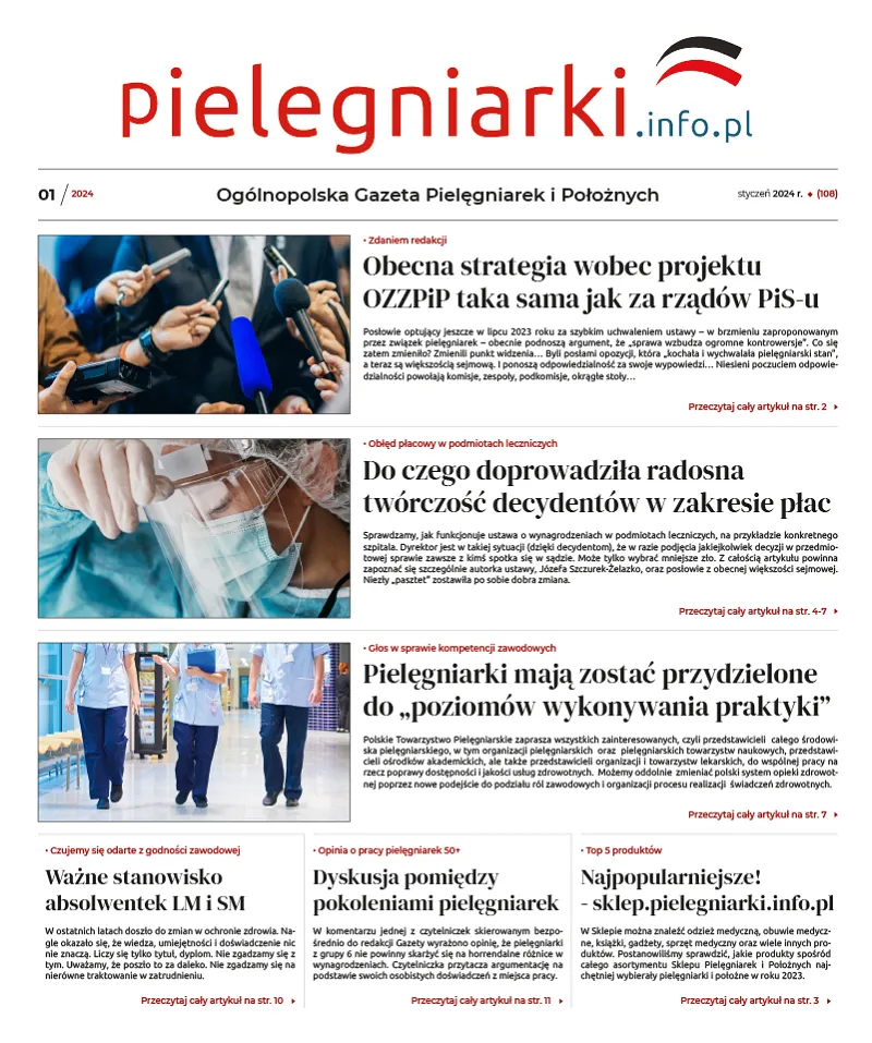 Archiwalne e-wydania Ogólnopolskiej Gazety Pielęgniarek i Położnych z roku 2024 - 6