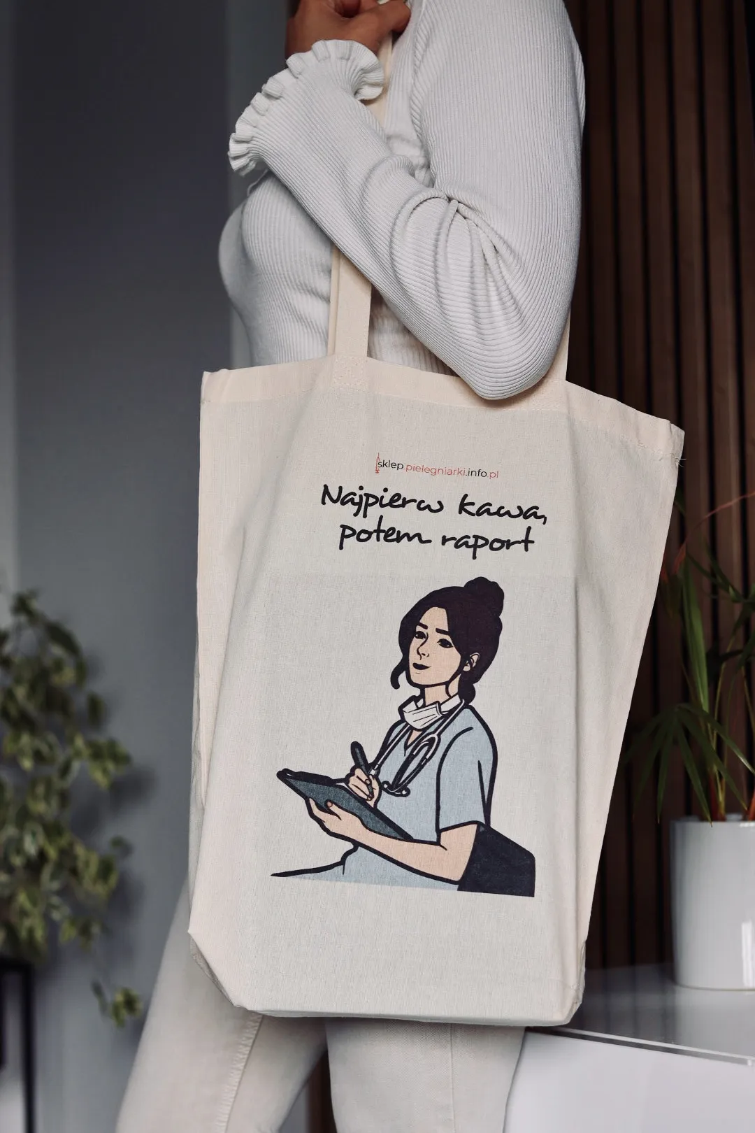 Bawełniana torba "Najpierw kawa, potem raport"