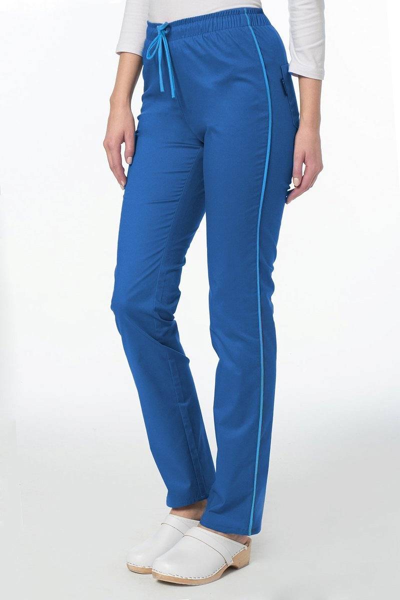 Spodnie medyczne z lampasem Soft Stretch PREMIUM (niebieski szafir + turkus) SE4-N2