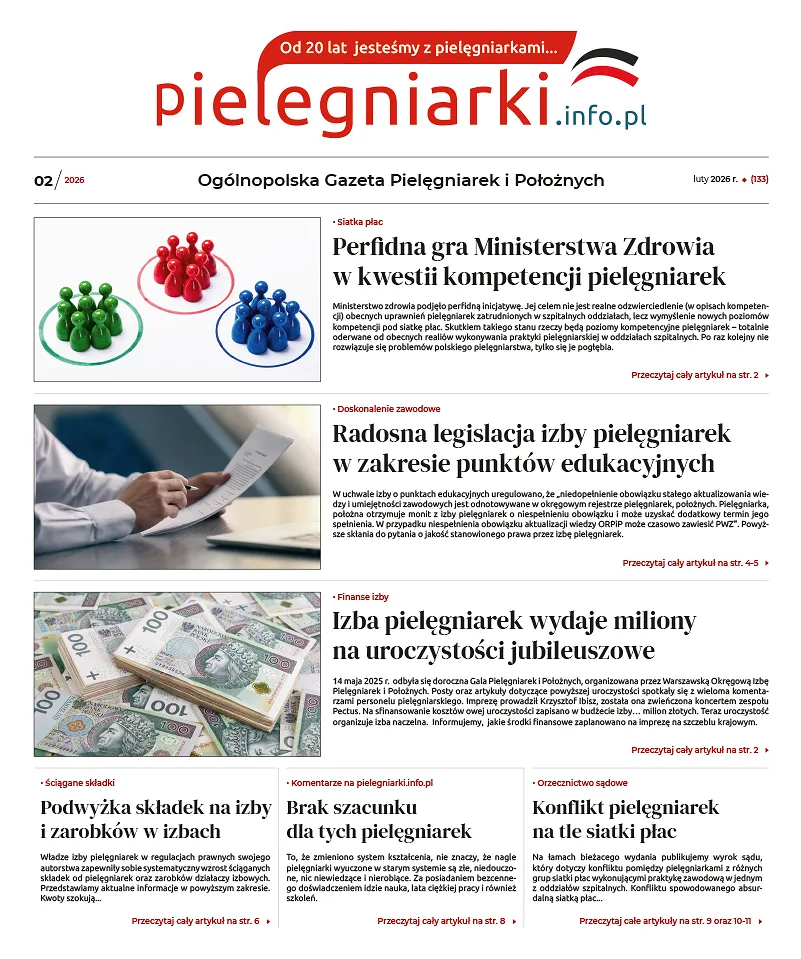 Elektroniczne wydanie Ogólnopolskiej Gazety Pielęgniarek i Położnych - luty 2026