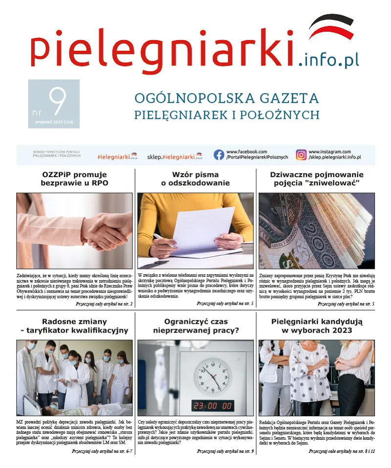 Archiwalne e-wydania Ogólnopolskiej Gazety Pielęgniarek i Położnych z roku 2023 - 5