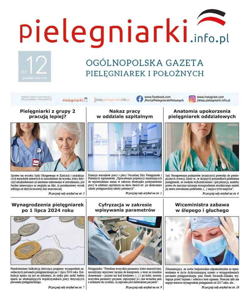 Archiwalne e-wydania Ogólnopolskiej Gazety Pielęgniarek i Położnych z roku 2023 - 7