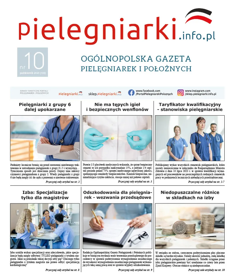 Archiwalne e-wydania Ogólnopolskiej Gazety Pielęgniarek i Położnych z roku 2023 - 6
