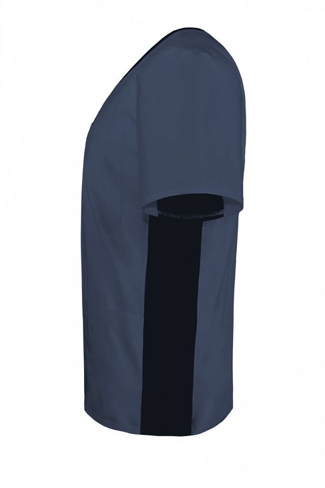 Bluza medyczna męska, z elastycznym ściągaczem w boku (szaro-niebieska, MBE1-SN) - 2