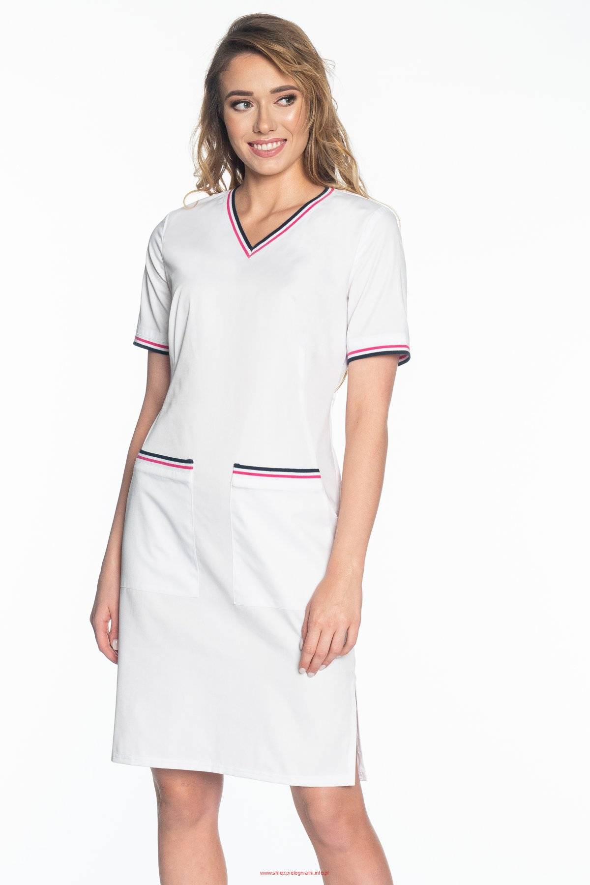 Sukienka medyczna Soft Stretch - biała (SKE5-B)