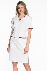 Sukienka medyczna Soft Stretch - biała (SKE5-B)