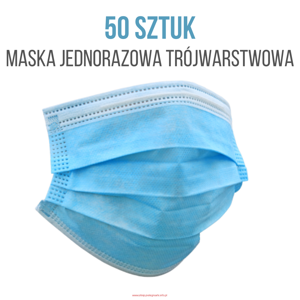 Maseczki jednorazowe trójwarstwowe z gumką (50 sztuk)