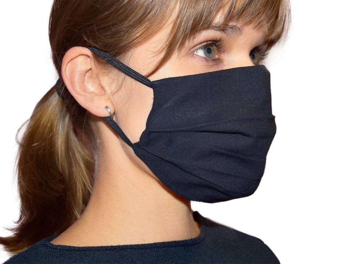 Maska ochronna wielokrotnego użytku na gumki (czarna)